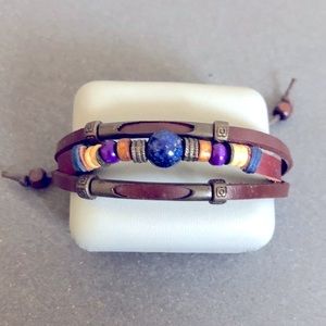 Australian bead + leather bracket